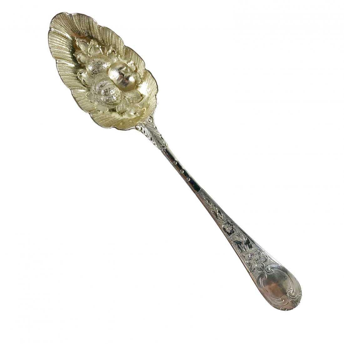 Repousse Berry Spoon With Light Gold Wash c.1770 (1 of 6)