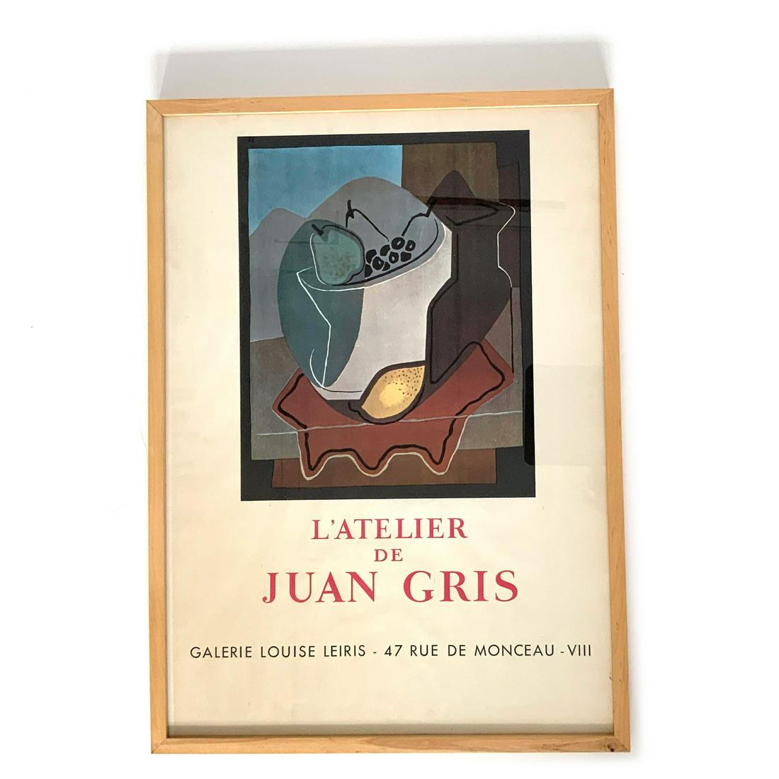 Vintage Lâ€™ atelier de Juan Gris Poster: Vintage Lâ€™atelier de Juan Gris Poster framed Frame - 28.5 h x 20.75x 1.5 d Artwork - 27 h x 19 w Easy convenient local pickup available, local delivery available for fee, out of area buyer resp