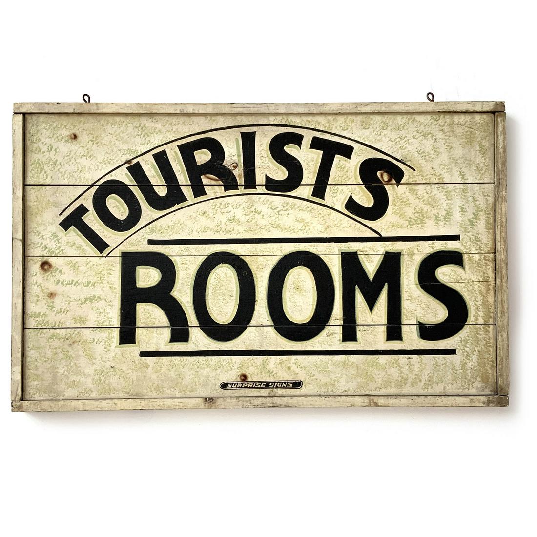 Vintage Tourist Rooms Handpainted Dbl Side Sign (1 of 5)