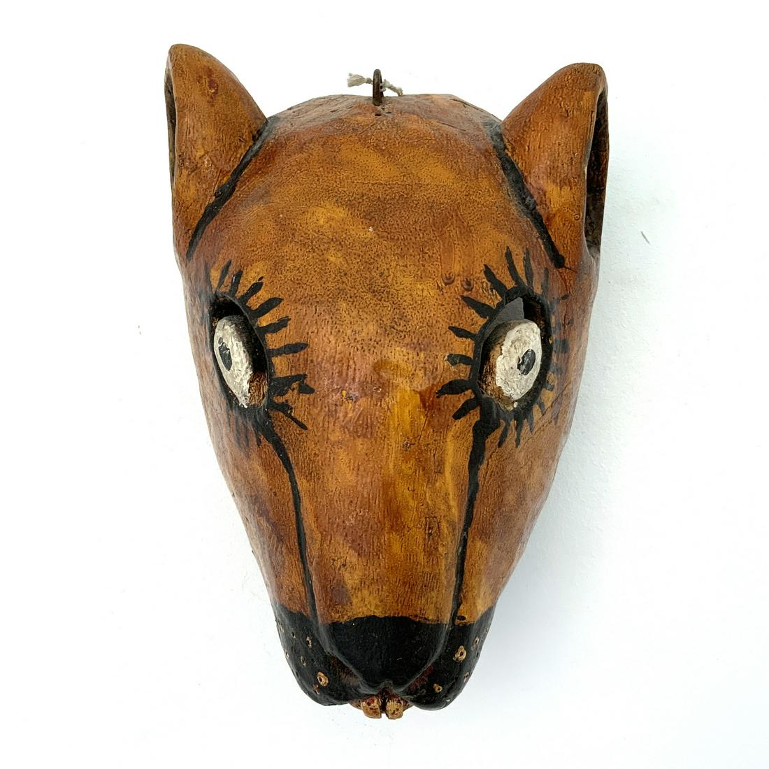Vintage Hand Carved Wolf Carnival Dance Mask: Vintage Mexican Hand Carved Wooden Wolf Carnival Dance Mask, From Hidalgo area. Measures: 9.5H x 7W x 6.5D $19.95 flat fee boxing, packing, insurance, tracking and shipping rate anywhere to U.S. or fr