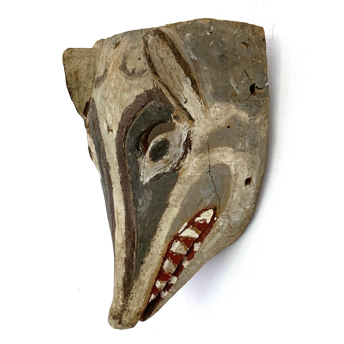 Vintage Hand Carved Wood Wolf dancing mask: Vintage Guatemalan Wolf lobo Dance Mask , Today in Guatemala, many distinct indigenous Mayan groups use masks in the performance of dances and pageants. These ceremonies typically enact a mythical sto