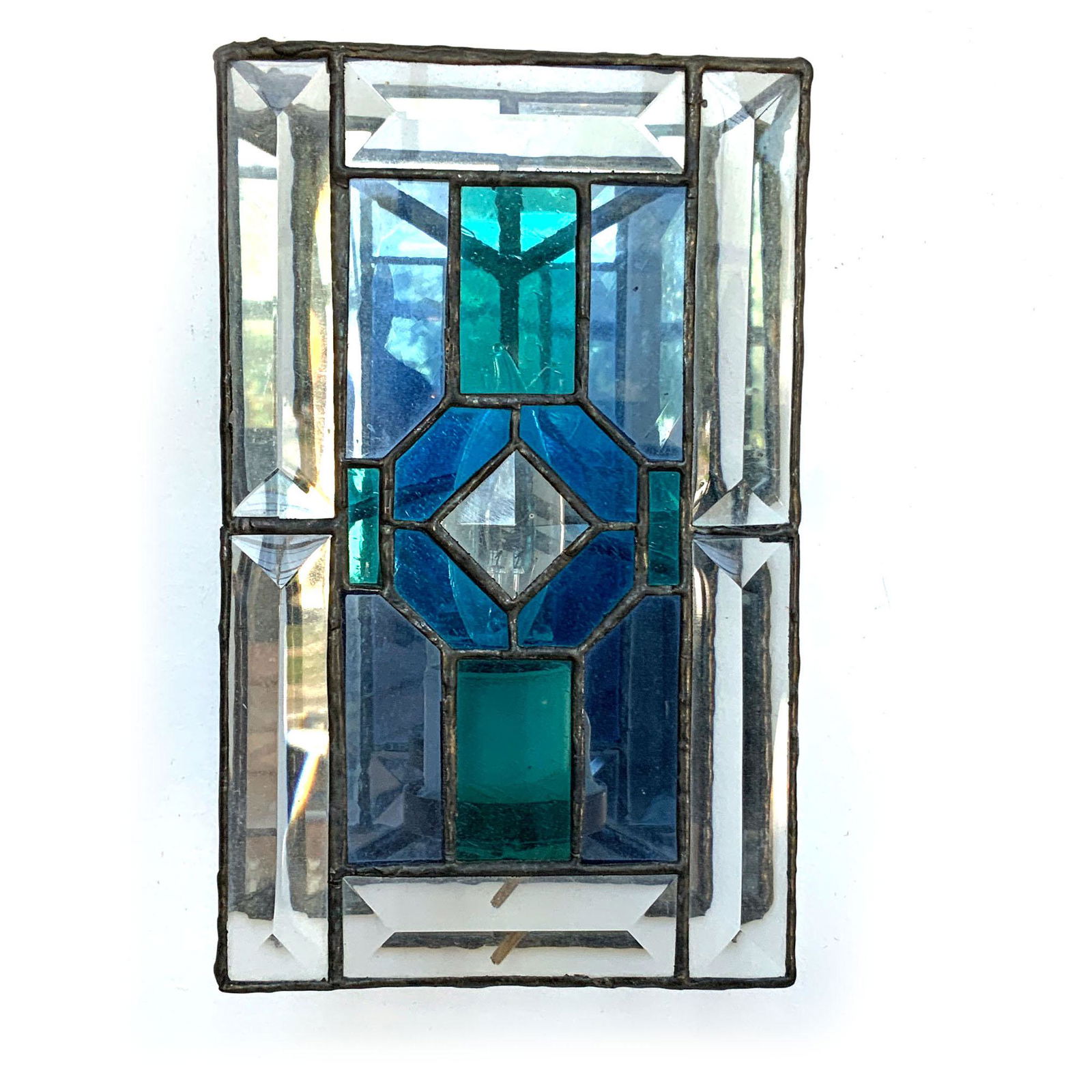 Single Stain Glass Beveled Glass Wall Sconce (1 of 5)