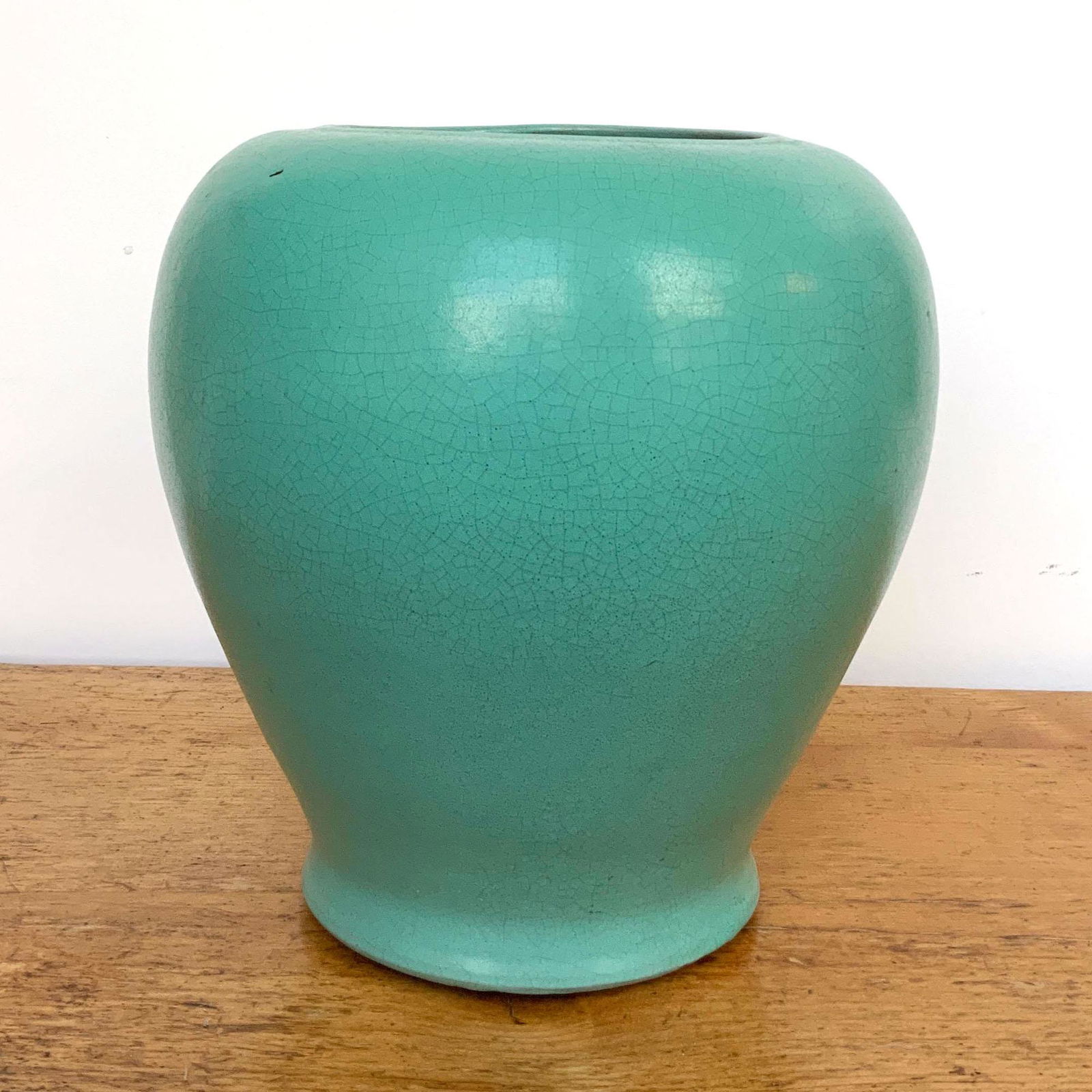 20th Century Big Jade Green Pottery Vase (1 of 5)