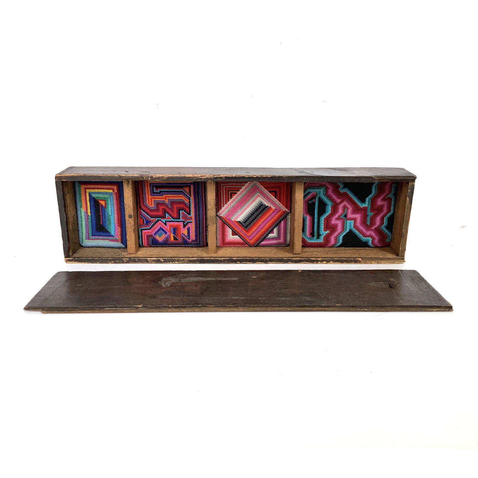 David Bell Folk Art Needlepoint Found Object Art Box (1 of 7)