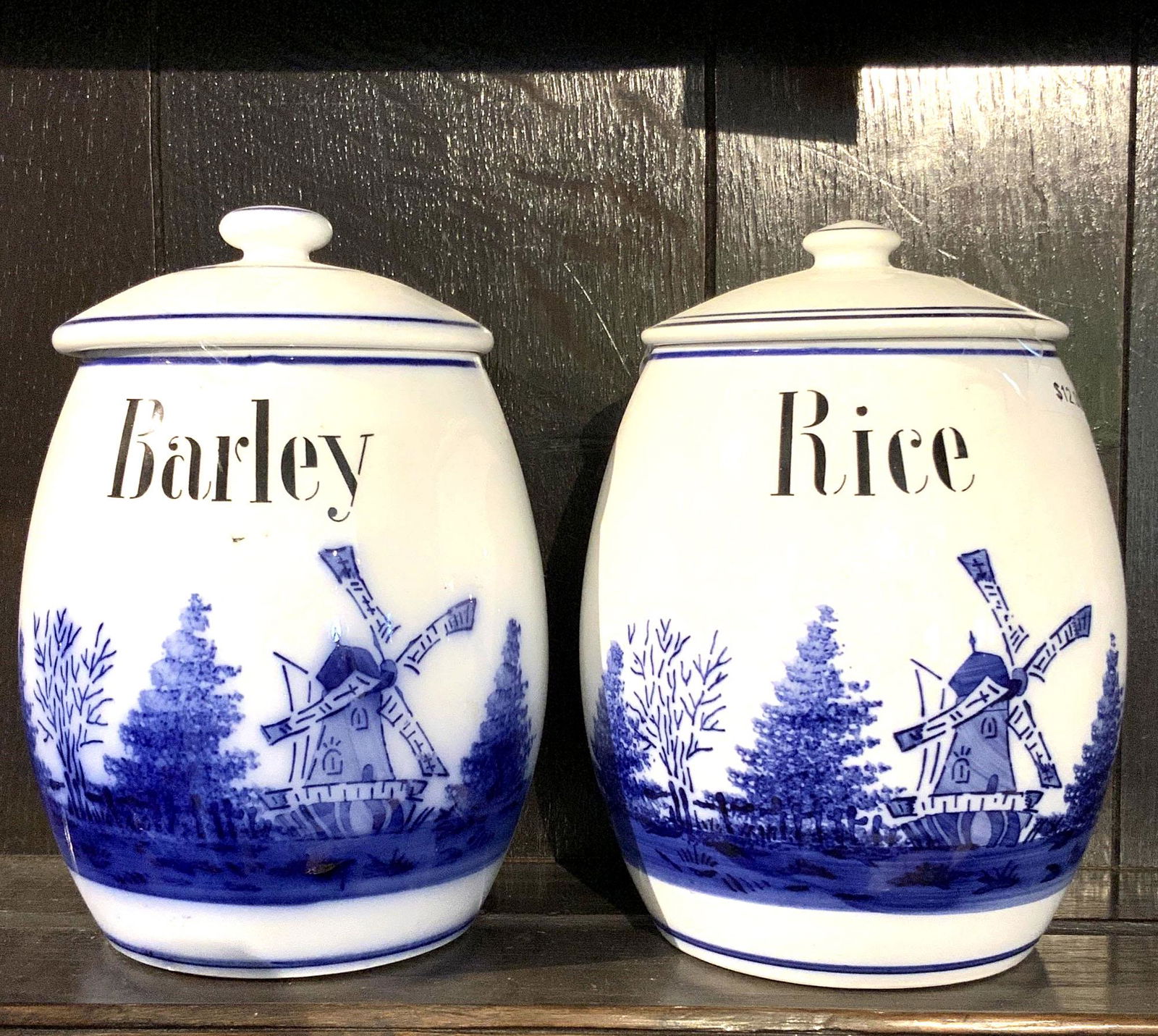 Pair Vintage German Canisters Barley, Rice (1 of 4)
