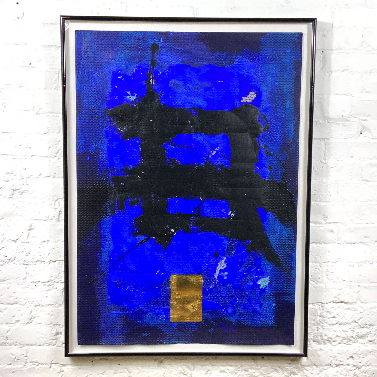 Original Abstract art by NYC Artist Marc Ashmore: #1 The Kanji-inspired brush strokes that dominate the Blue House series are completely abstract, with no intentional meaning: a picture of the moment of creation. The calligraphy, which also includes 