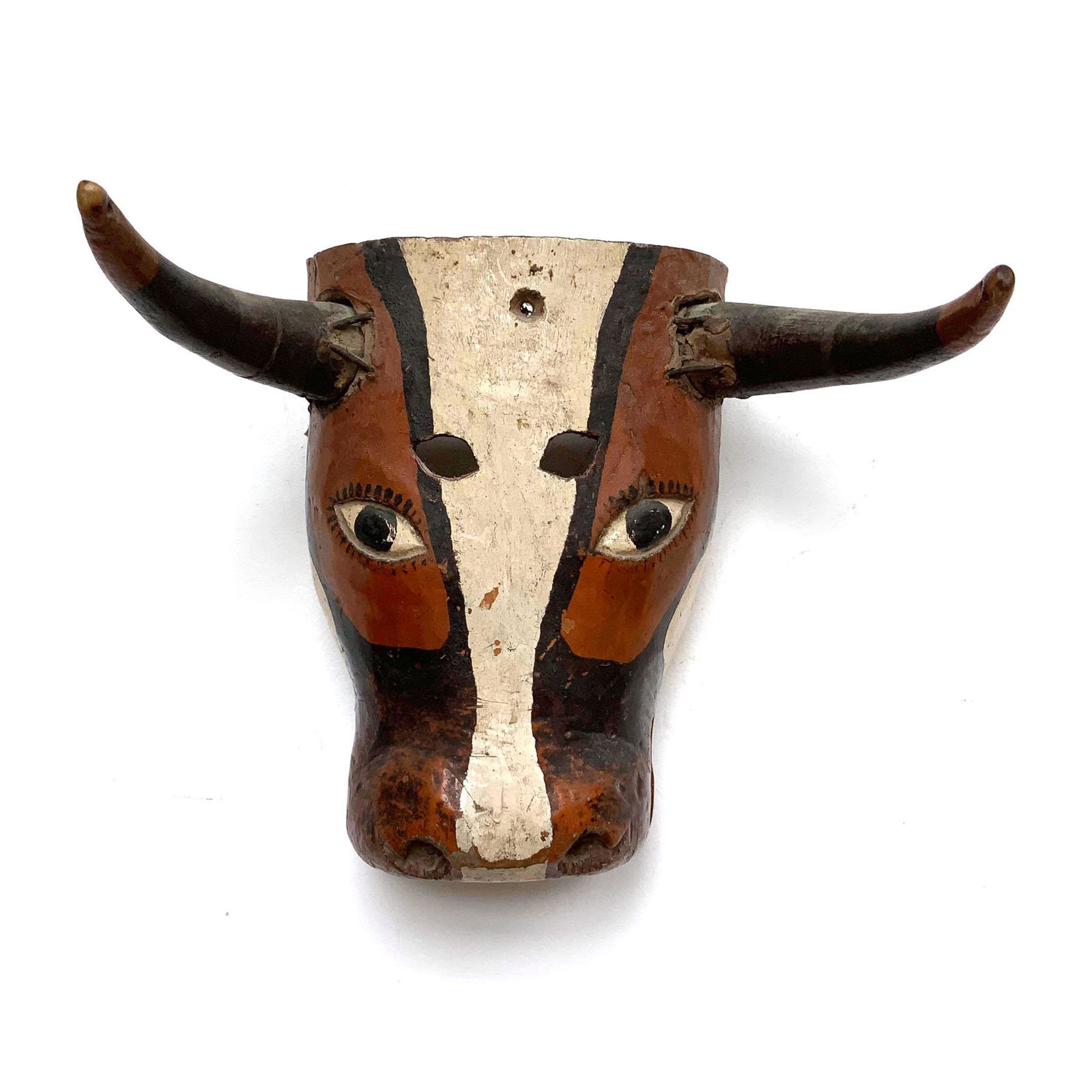 Vintage Carved Wood Mexican Cow Dance Mask (1 of 4)