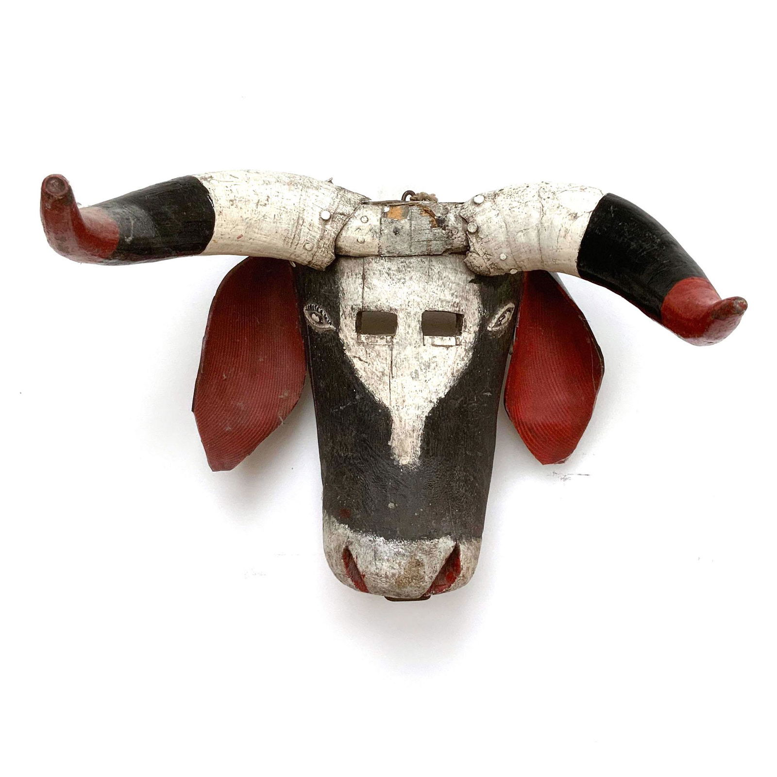 Vintage Carved Wood Mexican Cow Dance Mask (1 of 4)