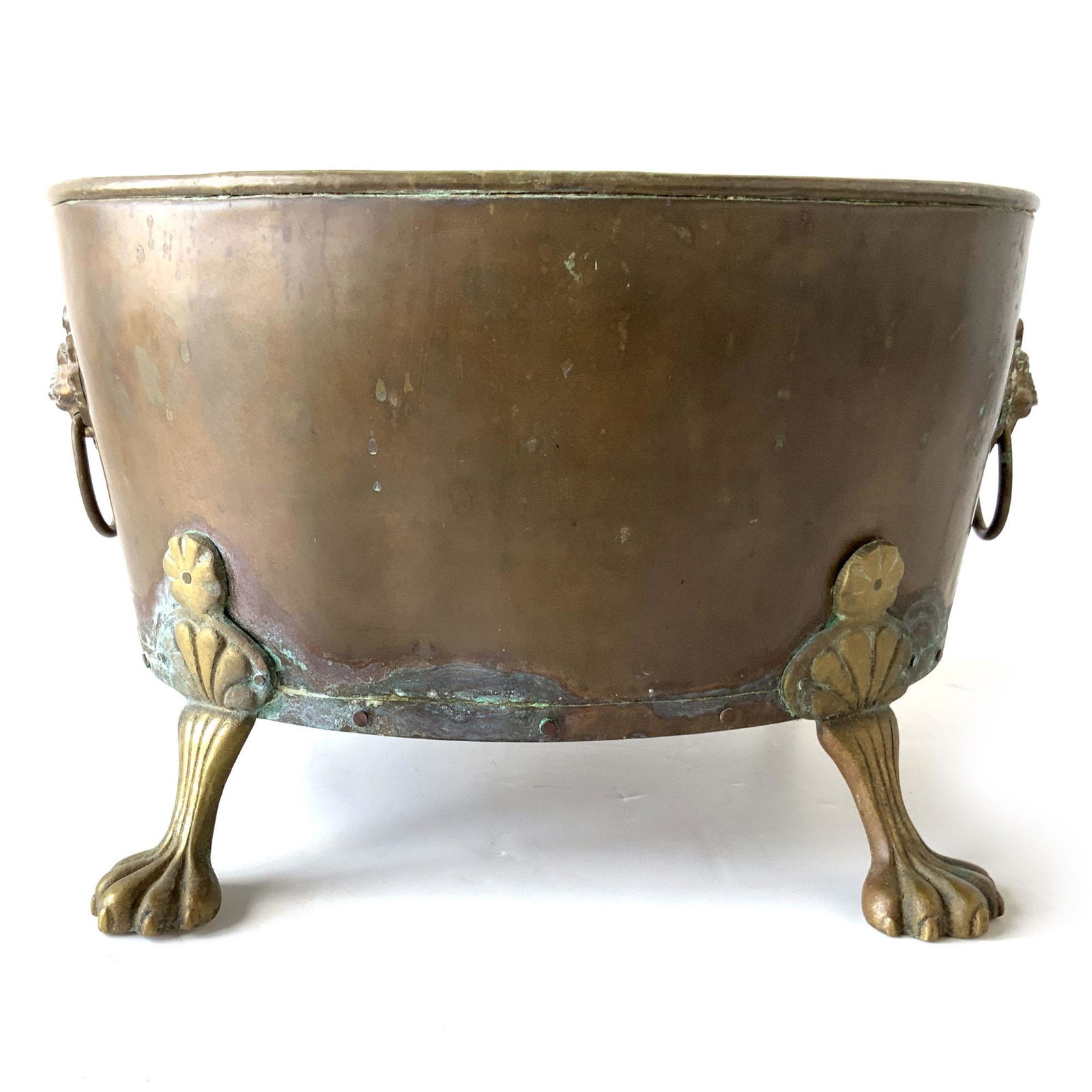 Footed Lion Copper Brass Bucket Cache Pot (1 of 10)