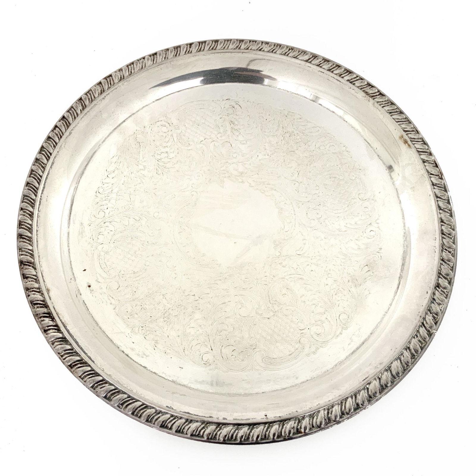 Vintage Round Silver Plated Serving Platter (1 of 5)