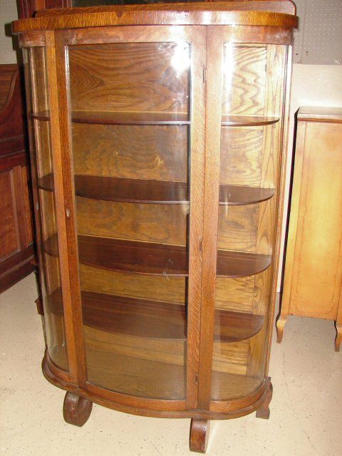 54 Antique Oak Bow Front China Curio Cabinet Jan 13 2007
