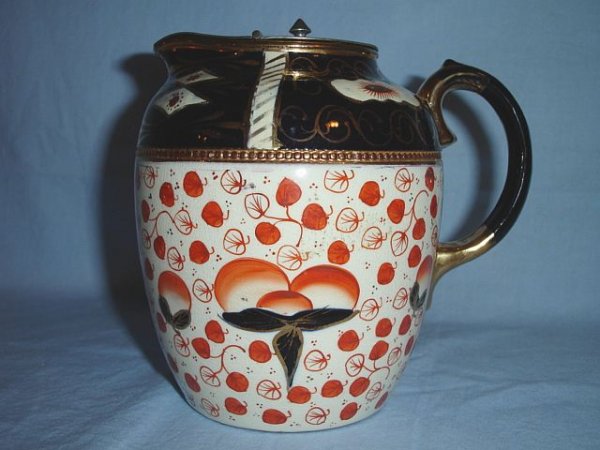 Imari Style Pitcher with Metal Hinged Lid
