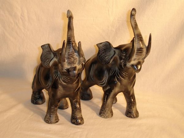 Pair Metal African Bull Elephants - 2