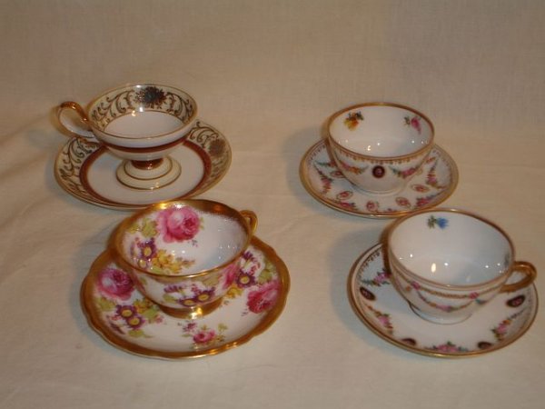 4 Demitasse Bone China Cups and Saucers