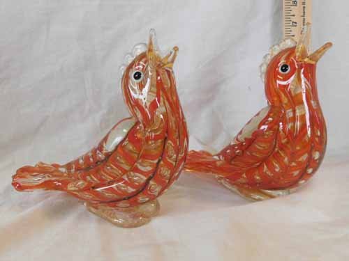 Pair Murano Art Glass Singing Birds (1 of 2)