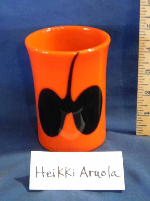 Heikki Orvola Art Glass Nuutajarvi Notsjo Vase signed: One of three Nuutajarvi Notsjo art glass Vases signed by Finnish artist Heikki Orvola. Excellent condition with no damage. 5" tall.