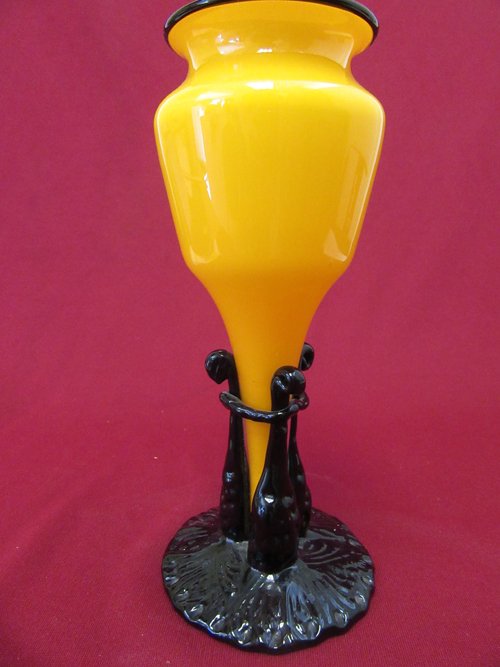 Loetz Kralik yellow/orange tango vase (1 of 4)