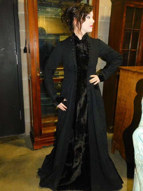 Black Bustle Hand-loomed Wedding Dress 1860's (1 of 4)