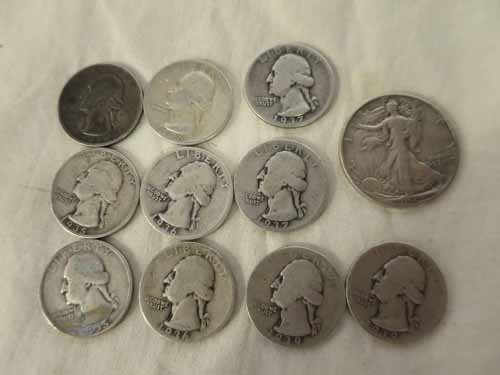 11 90 Percent Silver Coins 3-1935 quarters, 3-1936 (1 of 8)