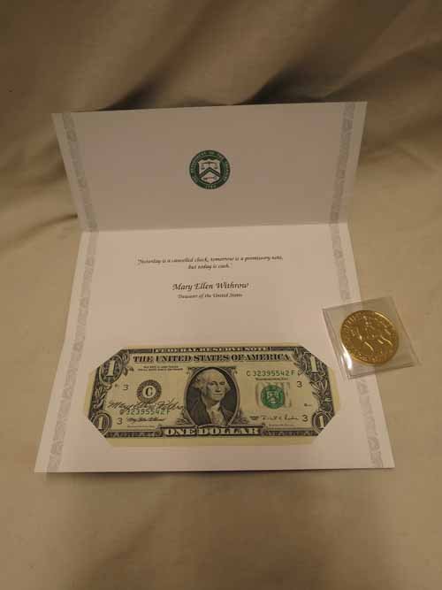 1995 Federal Reserve Note Autographed by US Treasurer, (1 of 7)