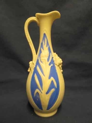 Parian Pottery: Blue & White Mini Pitcher with Flowers (1 of 3)