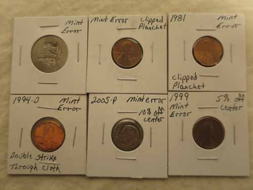 Lot of 6 Mint Error Coins - (off center dime, off (1 of 7)
