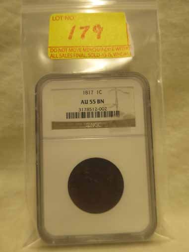 1817 Large Cent NGC AU55 BN (1 of 1)