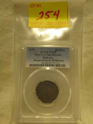 1652 Pine Tree Shilling small planchet PCGS graded VF20 (1 of 3)