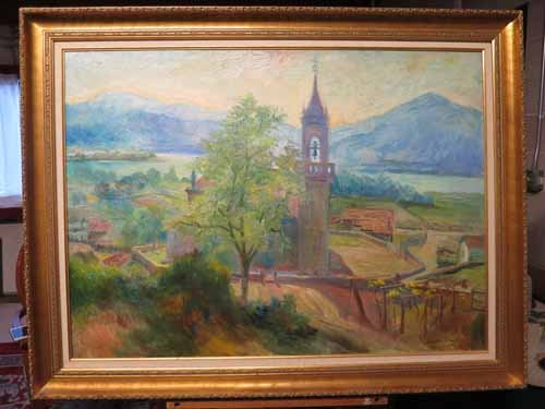 Oil on Canvas Chapel in the Meadow Signed Xavier Ponsa: Oil on Canvas Chapel in the Meadow Signed Xavier Ponsa '67