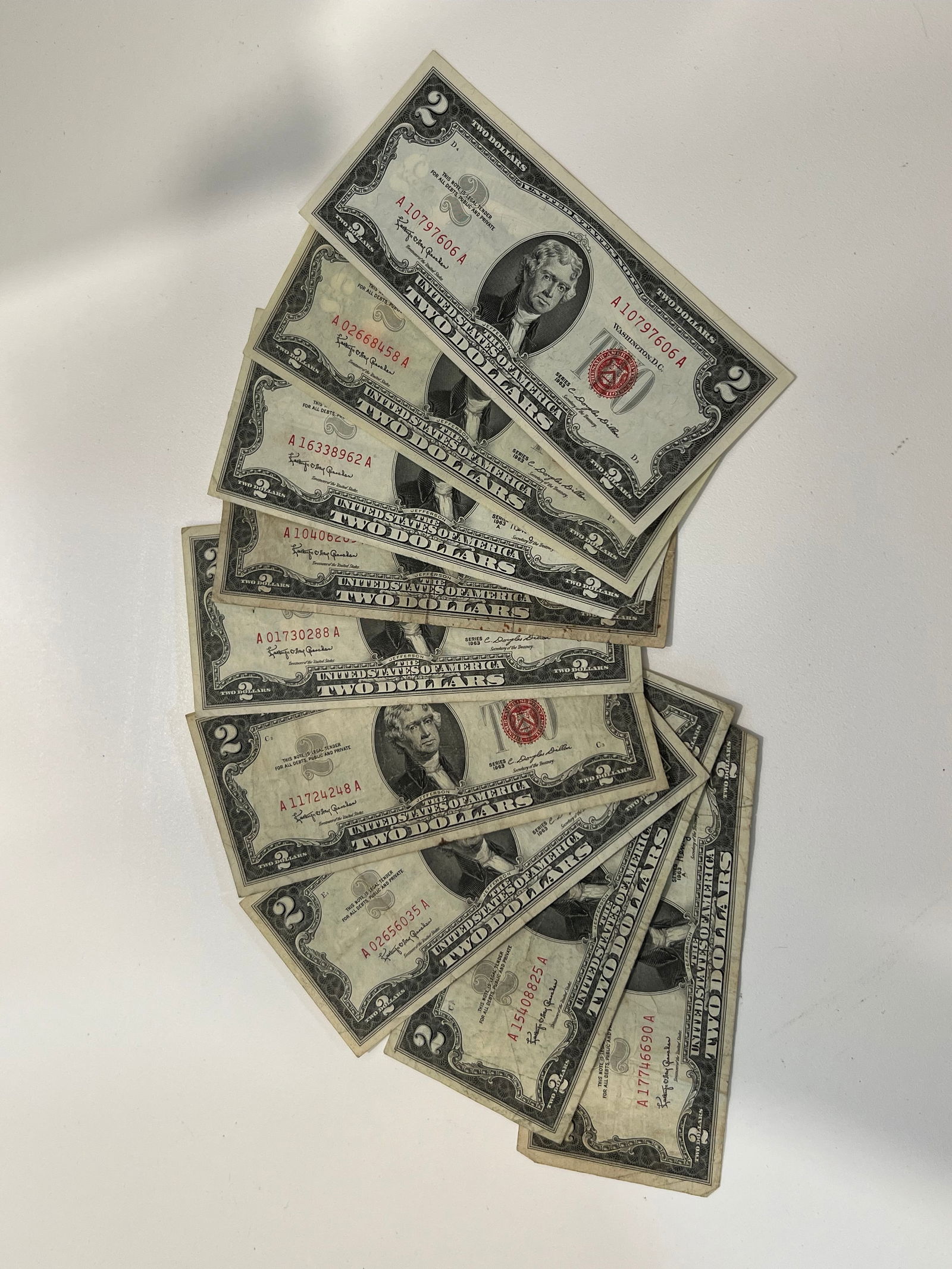 (9) 1963 $2 Red Seal Notes (1 of 1)