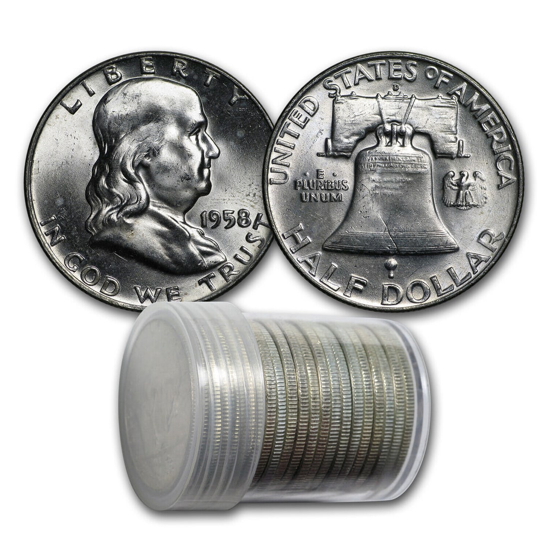 Roll of 20 Franklin Halves - Average Circulation: Roll of 20 Franklin Halves - Average Circulation