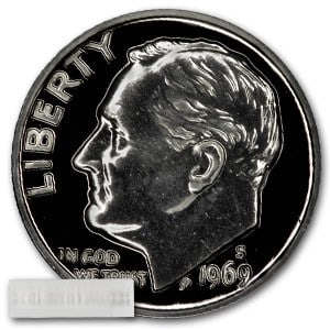 Roll of 1969 Roosevelt Dimes Proof (1 of 1)