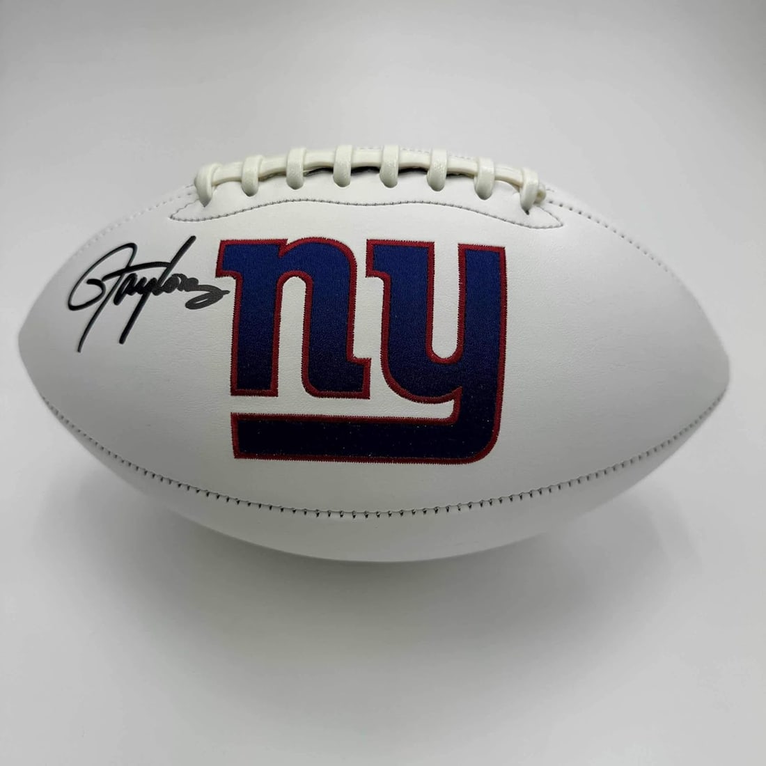 Autographed/Signed Lawrence Taylor New York Giants Full Size F/S White Panel Logo Football BAS COA (1 of 2)