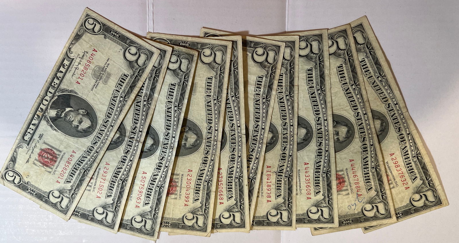 (10) 1963 $5 Red Seal Notes (1 of 1)