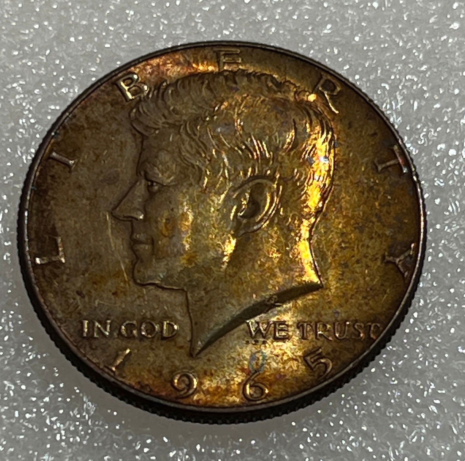 1965 Kennedy Half Dollar Rainbow Toning BU (1 of 2)