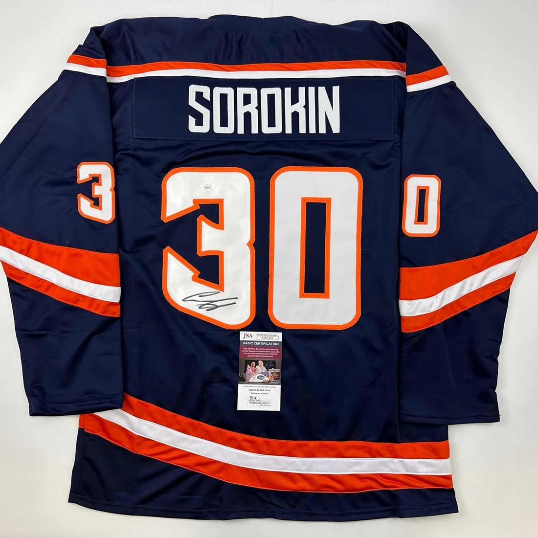 Autographed/Signed Ilya Sorokin New York Blue Reverse Retro Hockey Jersey JSA COA (1 of 4)