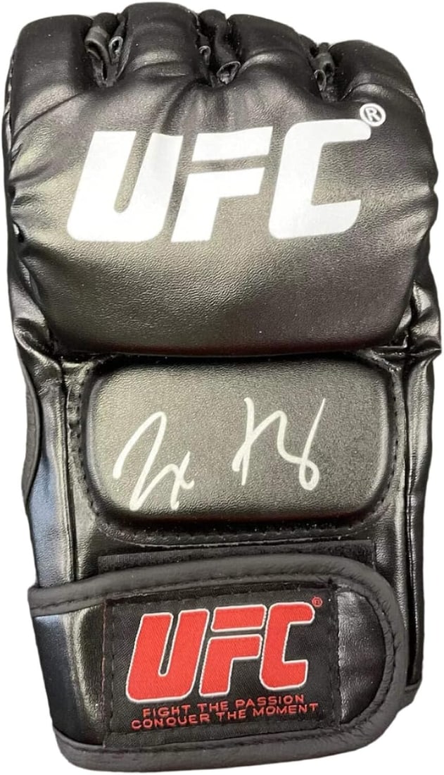 Autographed/Signed Max Holloway Inscribed Blessed UFC MMA Black Fighting Glove Beckett BAS COA Auto (1 of 2)