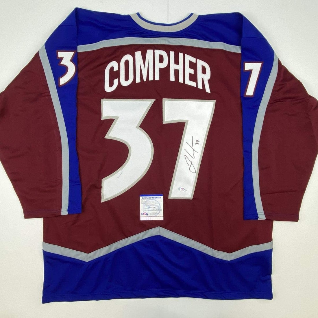 Autographed/Signed JT J.T. Compher Colorado Maroon Hockey Jersey PSA/DNA COA (1 of 4)