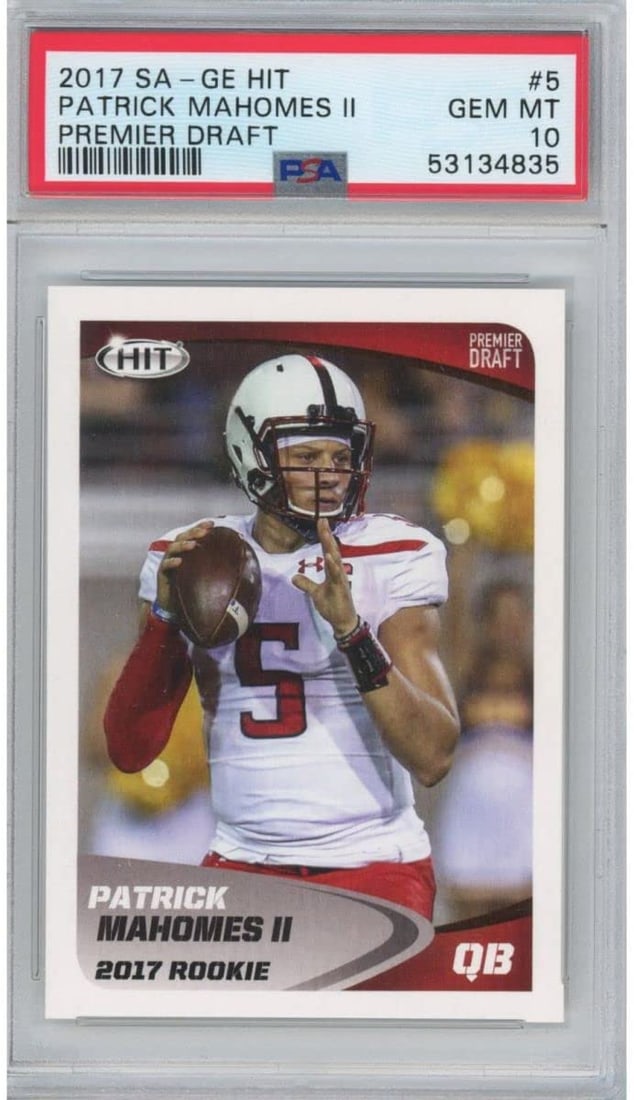 Graded 2017 Sage SA-GE Hit Premier Draft Patrick Mahomes II #5 Rookie RC Card PSA 10 Gem Mint (1 of 2)