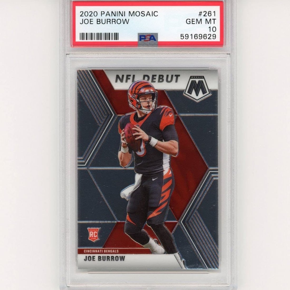 Graded 2020 Panini Mosaic Joe Burrow #261 Rookie RC Football Card PSA 10 Gem Mint (1 of 2)