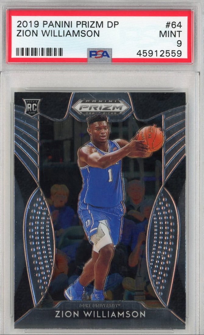 Graded 2019 Panini Prizm Draft Picks DP Zion Williamson #64 Rookie RC Basketball Card PSA 9 MINT (1 of 2)