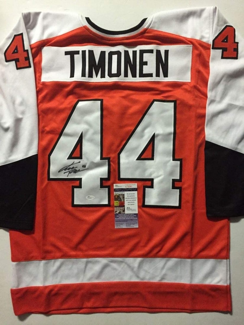 Autographed/Signed Kimmo Timonen Philadelphia Orange Hockey Jersey JSA COA (1 of 3)