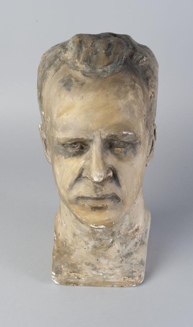 Gamal El-Seguini [El-Sagini], Egyptian 1917-1977- Head: Gamal El-Seguini [El-Sagini], Egyptian 1917-1977- Head of Salah Taher; painted plaster sculpture, with stamped monogram, 44cm high Note: Gamal El-Seguini was an Egyptian sculptor and painter. Born in