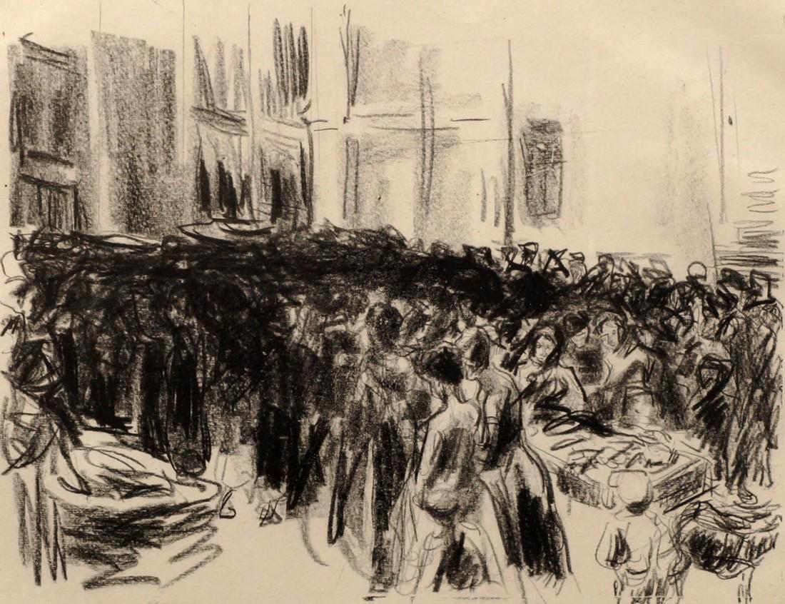 Max Liebermann, German 1847-1935- ''Judenstrasse: Max Liebermann, German 1847-1935- ''Judenstrasse Amsterdam''; lithograph, signed, titled, inscribed and numbered 137 in pencil, 46x57.5cm