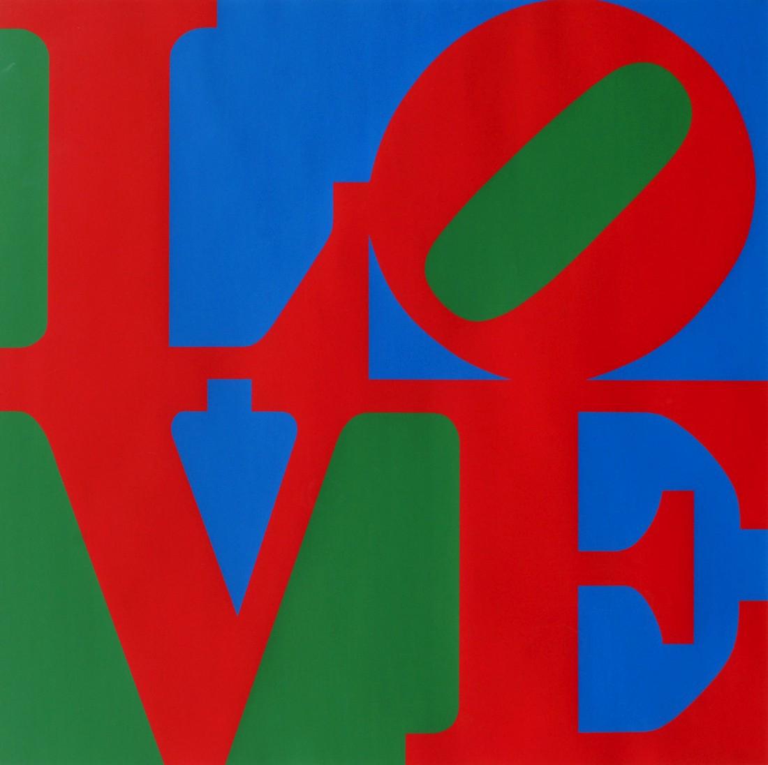 Robert Indiana, American b.1928- ''Sky Love: Robert Indiana, American b.1928- ''Sky Love Poster'', 2002; screenprint in colours, printed signature, published by American Image, 84.5x74.5cm