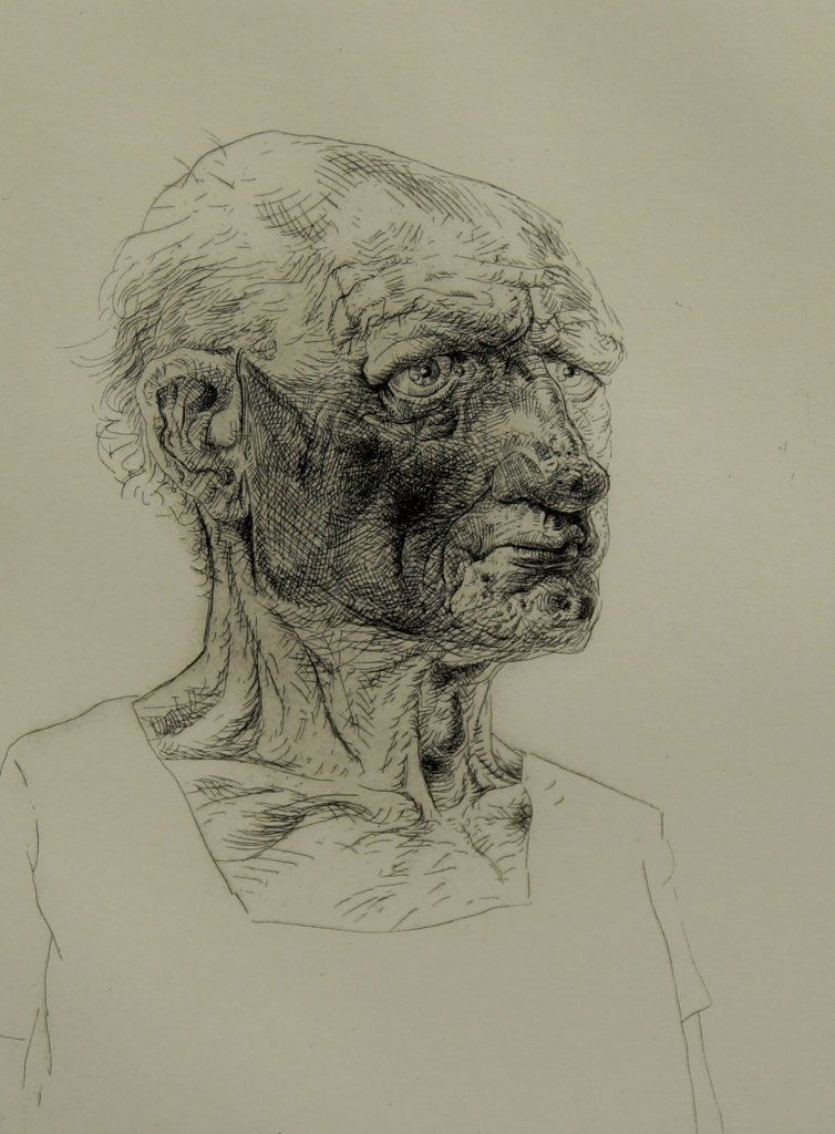 Peter Howson OBE, Scottish b.1958- ''Old Man'';: Peter Howson OBE, Scottish b.1958- ''Old Man''; etching, signed, titled, numbered 36/50 and dated 90 in pencil, 30x23cm (may be subject to Droit de Suite)