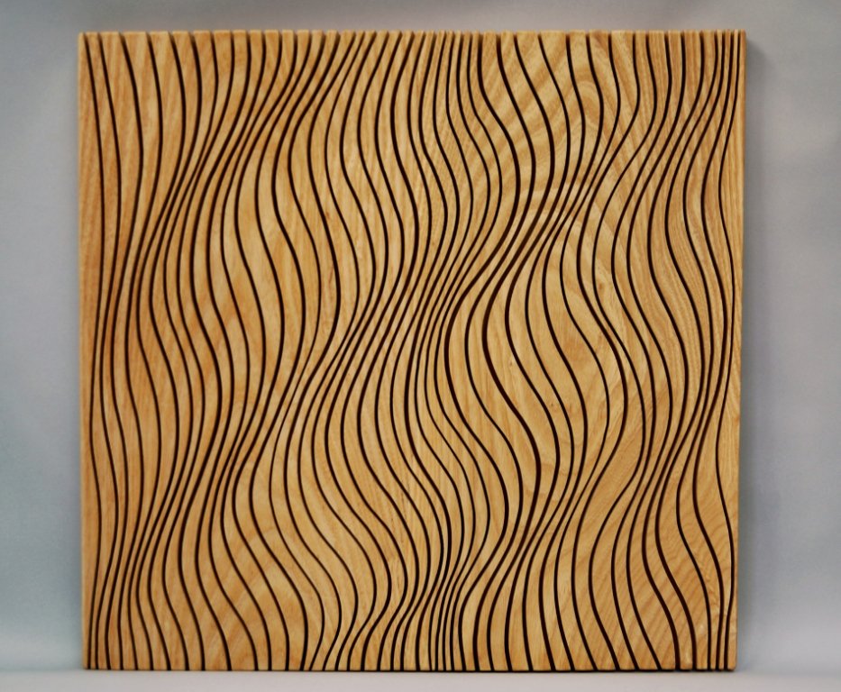 Brian Willsher, British 1930-2010- Untitled, (Homage to: Brian Willsher, British 1930-2010- Untitled, (Homage to Bridget Riley); carved relief panel in American white oak, signed and dated 1996 on the reverse, 56.5x58.5cm (may be subject to Droit de Suite)