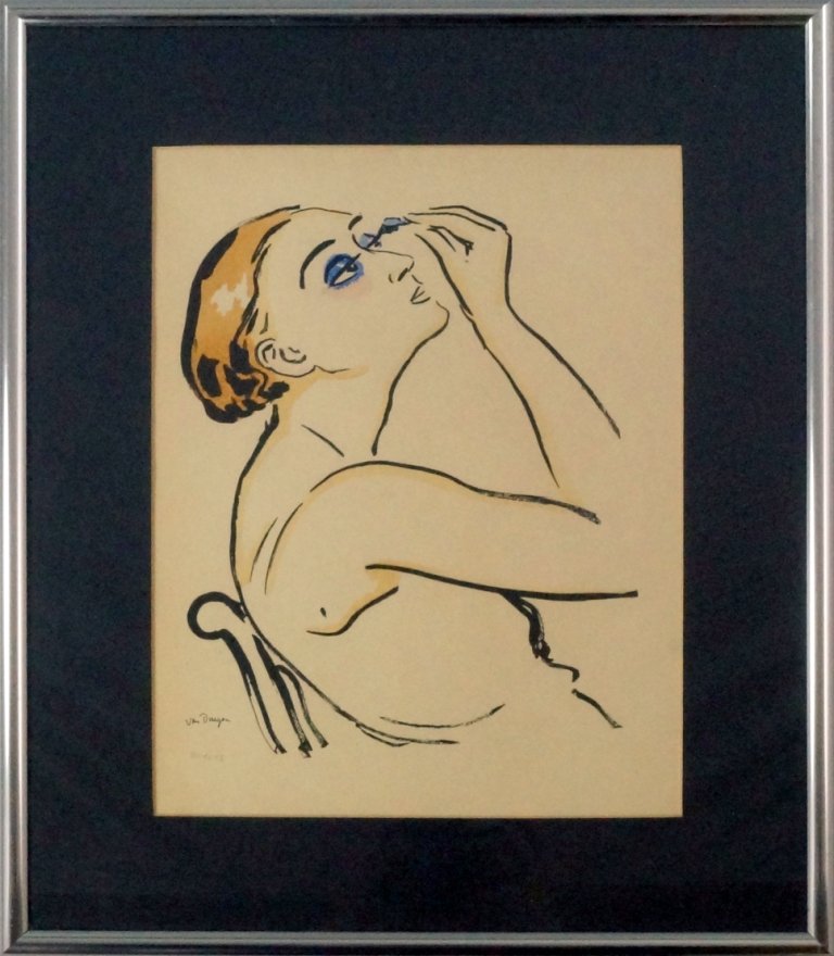 Kees Van Dongen, German 1877-1968- ''Rimmel (Femme se: Kees Van Dongen, German 1877-1968- ''Rimmel (Femme se Maquillat)'' (Juffermans 1) from Les Feuillets d'Art, Deuxieme Series, number 5, 1920; lithograph with pochoir printed in colours, signed within t