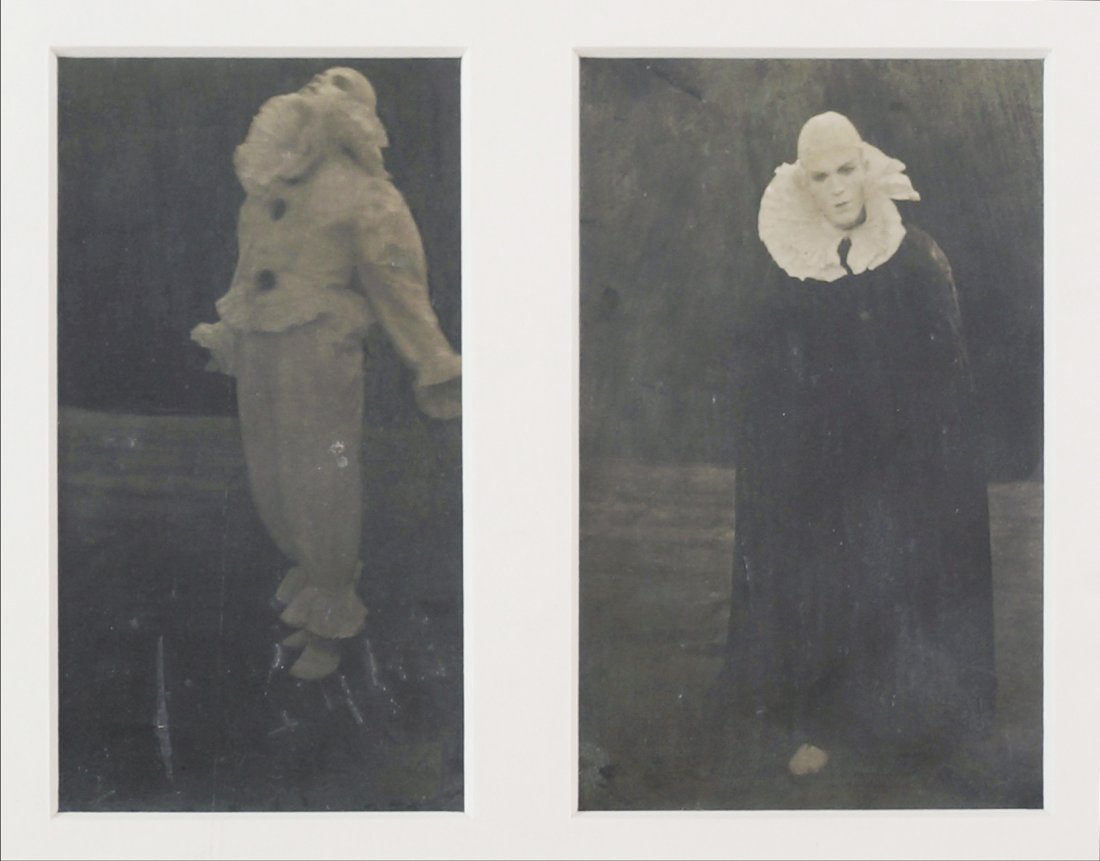 Adolf Gayne de Meyer, French 1868-1946, (Baron de: Adolf Gayne de Meyer, French 1868-1946, (Baron de Meyer), ''Nijinski on Stage'' circa 1911, photographs, silver prints, two in shared mount and frame, both bear inscription on the reverse, 13x7cm and 