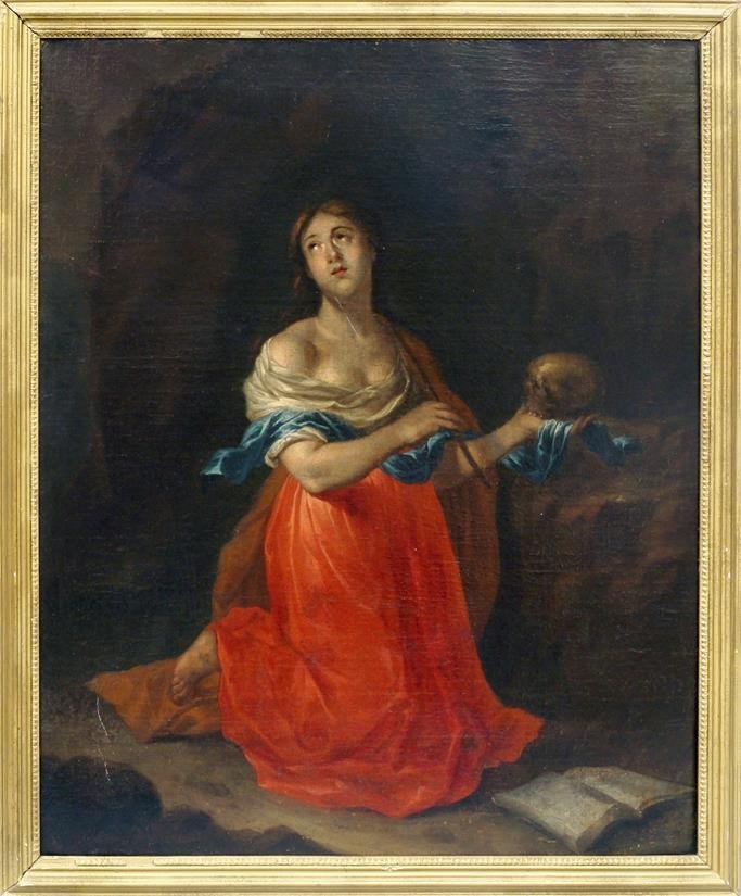 Jan Thomas Van Yperen, Flemish 1617-1678- Magdalena;: Jan Thomas Van Yperen, Flemish 1617-1678- Magdalena; oil on canvas, signed and dated 1650, 86x70cm